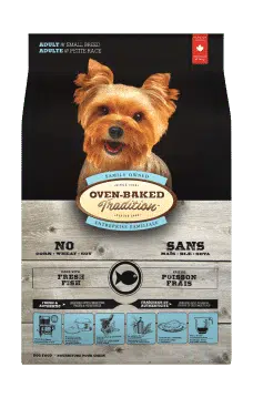 Hypoallergenic natural small-breed adult dog food with fish