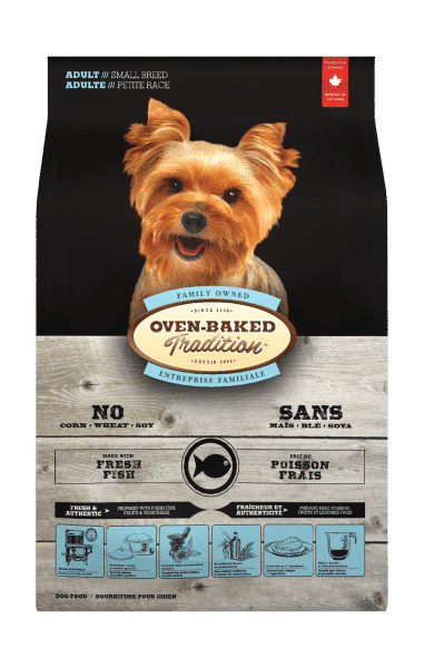 Hypoallergenic natural small-breed adult dog food with fish