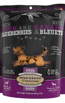 Sac de gâteries naturelles pour chiens – canard et bleuets Oven-Baked Tradition / Bag of natural dog treats – duck and blueberries Oven-Baked Tradition