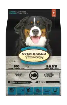 Hypoallergenic large breed adult dog food with fish oven-baked